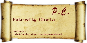 Petrovity Cinnia névjegykártya